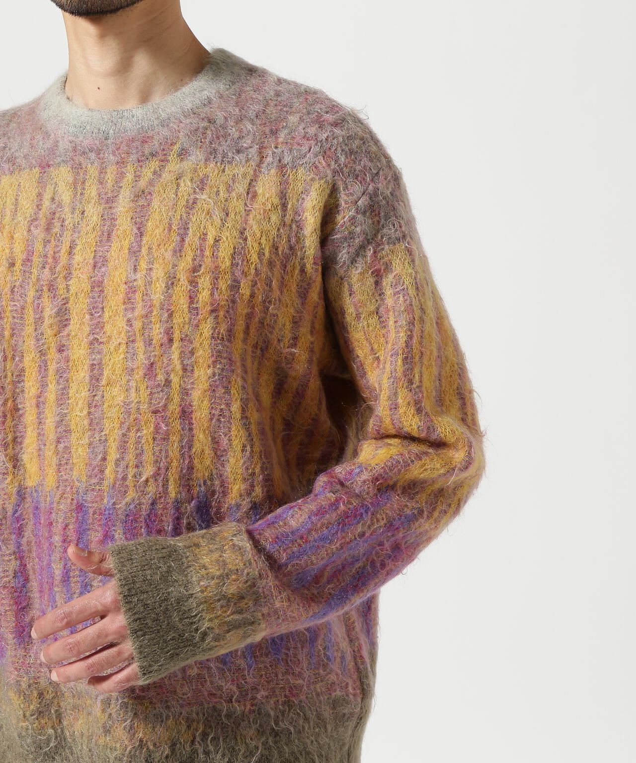 YOKE/ヨーク/KID MOHAIR WOOL BRUSHED TREE JAQUARD SWEATER