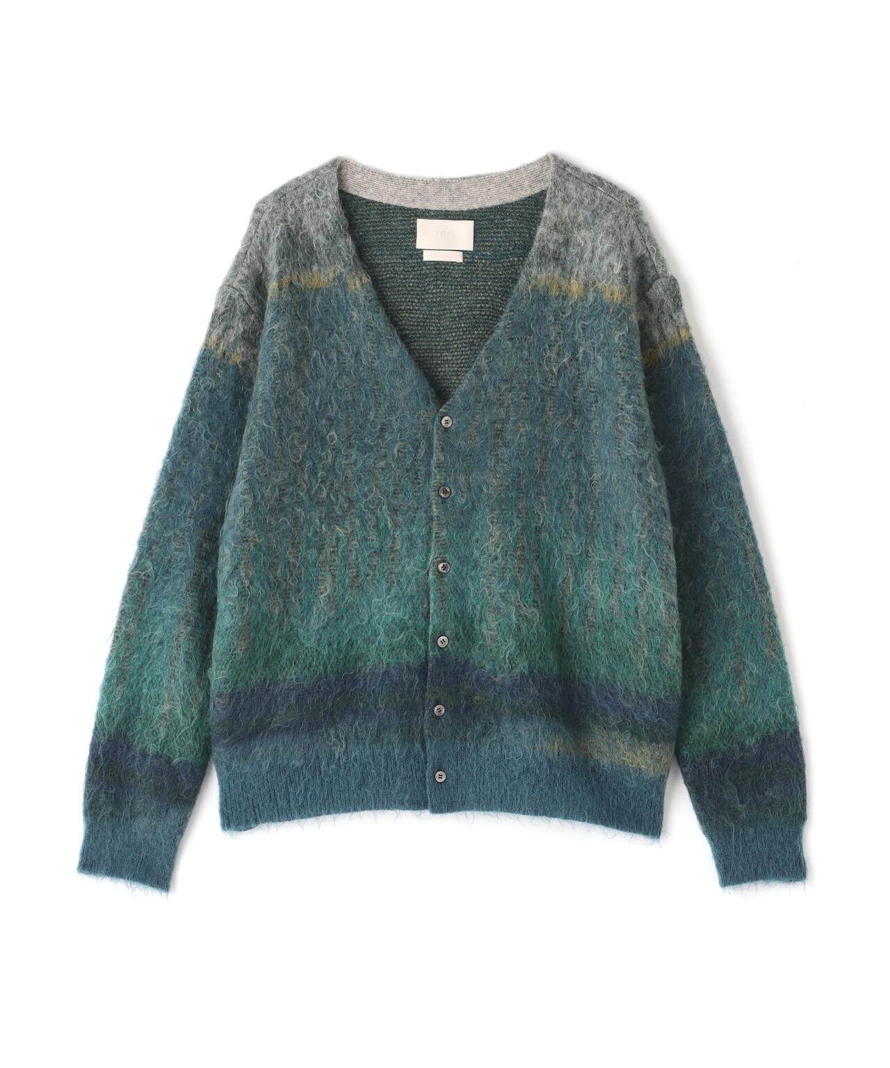 YOKE/ヨーク/KID MOHAIR WOOL BRUSHED TREE JAQUARD CARDIGAN