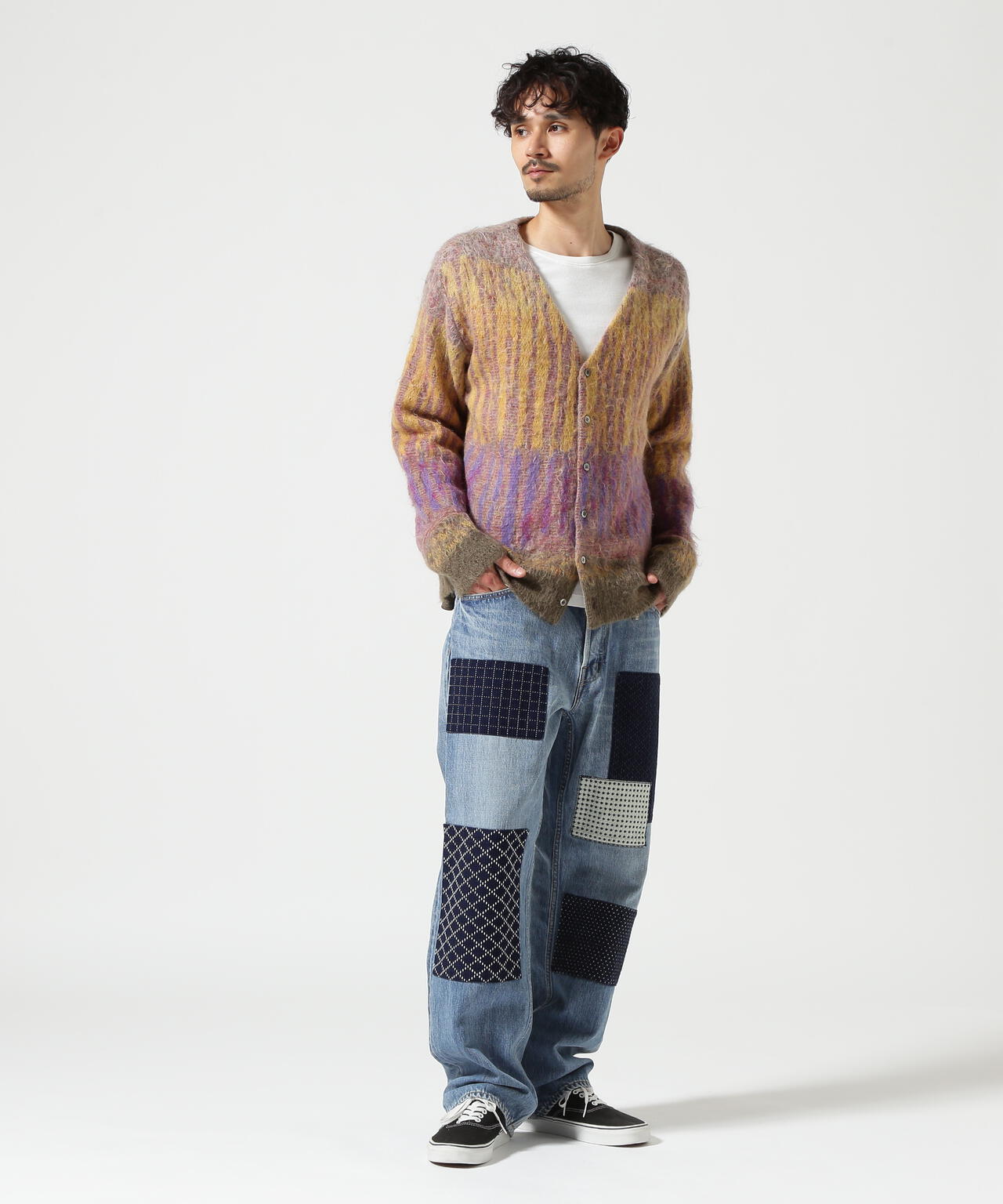 YOKE/ヨーク/KID MOHAIR WOOL BRUSHED TREE JAQUARD CARDIGAN