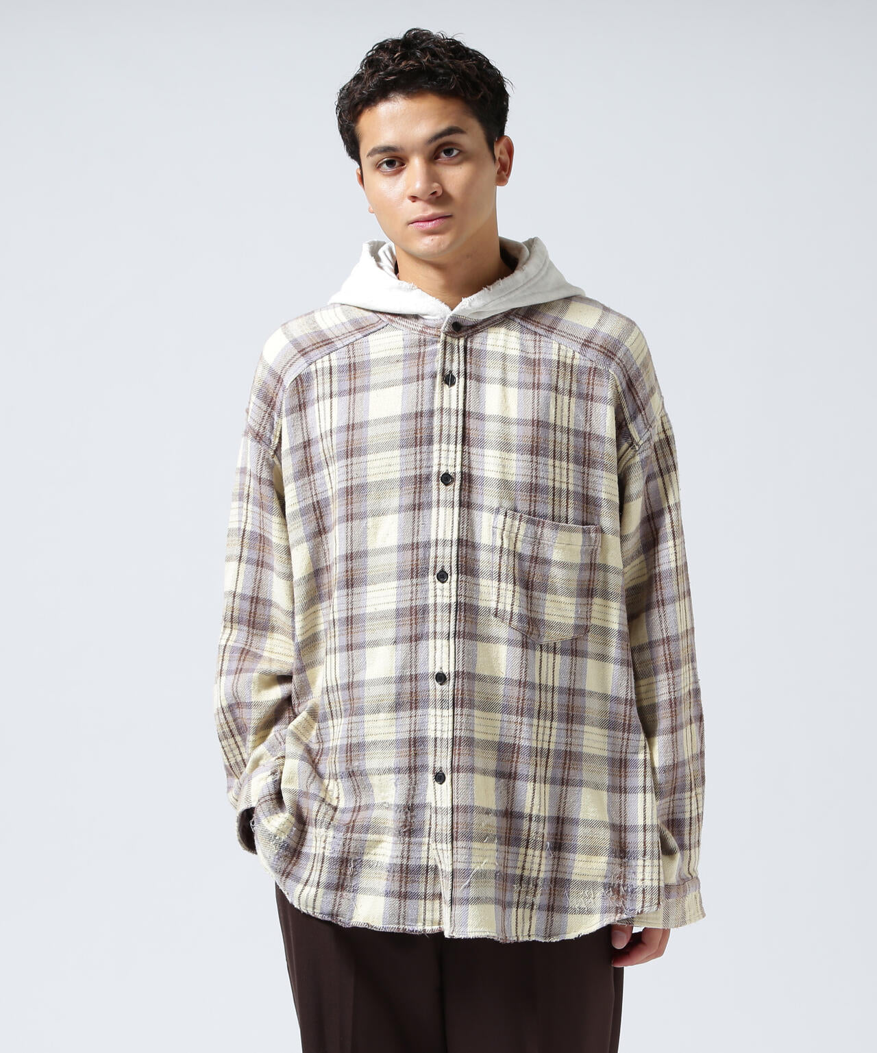 ANCELLM/アンセルム/NEL CHECK HOODIE SHIRT