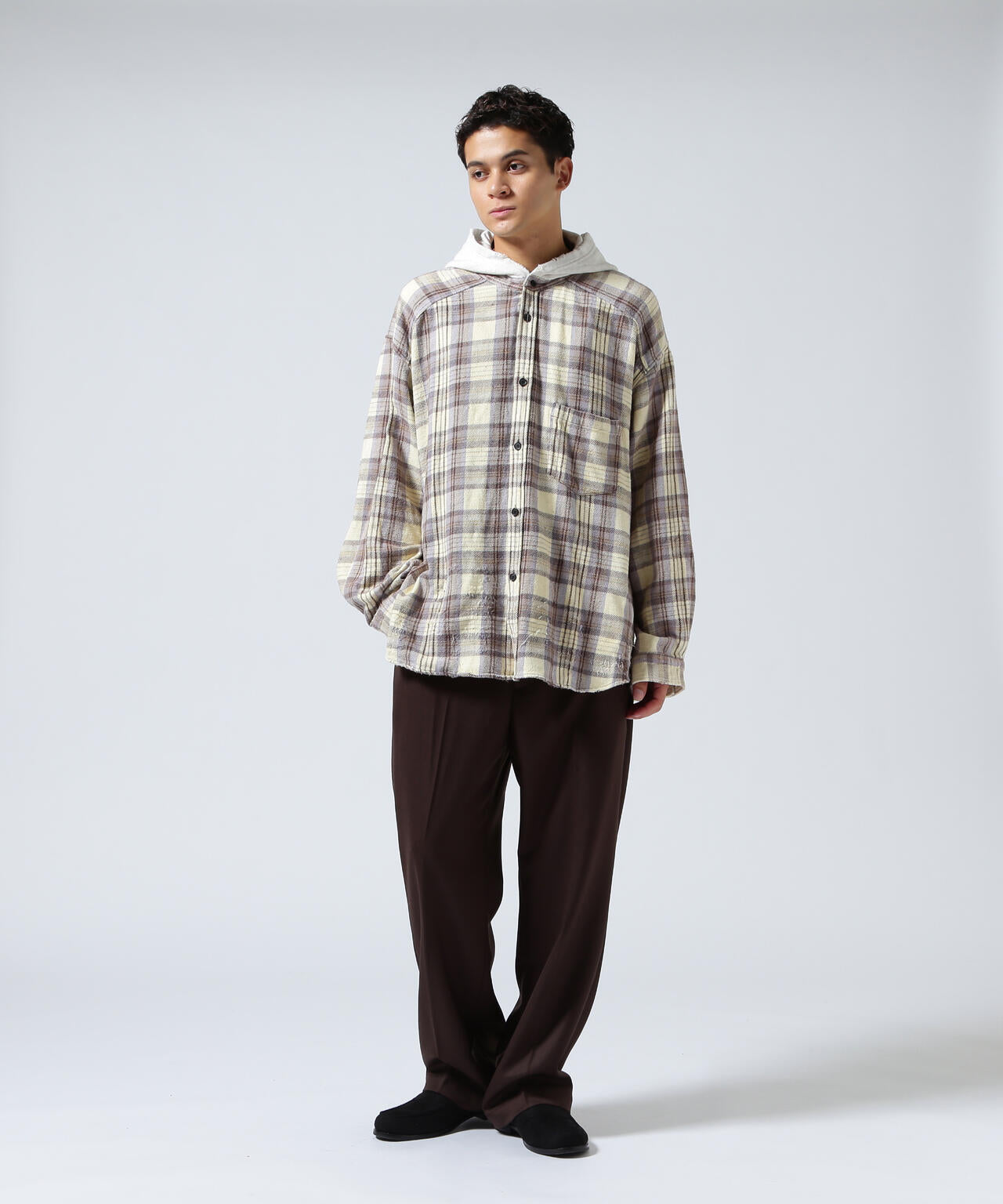 ANCELLM/アンセルム/NEL CHECK HOODIE SHIRT
