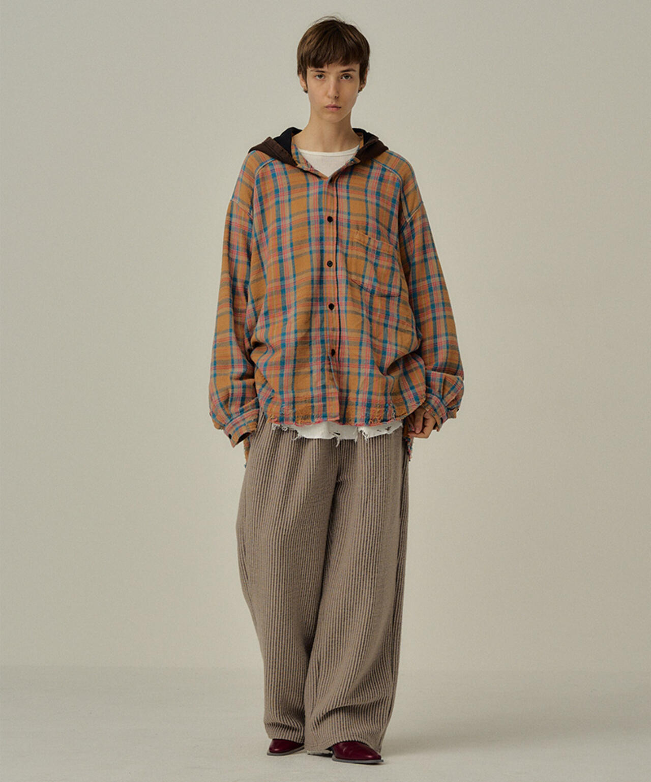 ANCELLM/アンセルム/NEL CHECK HOODIE SHIRT