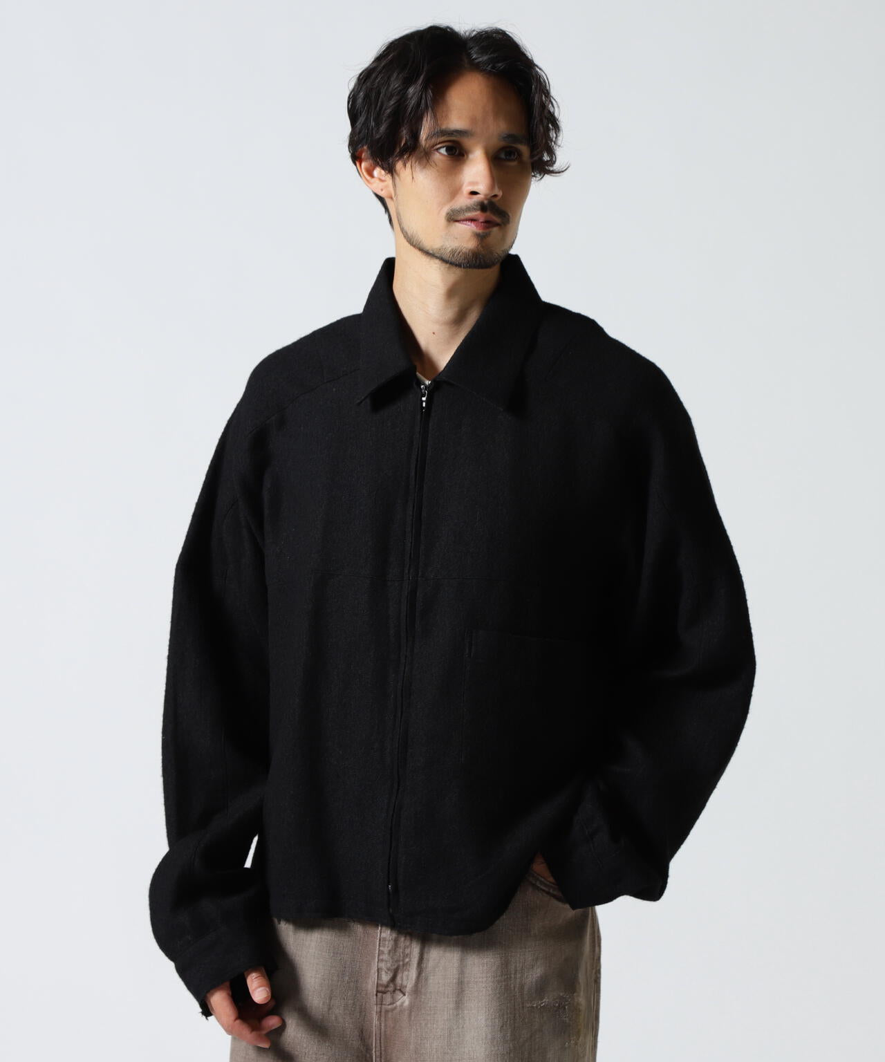 ANCELLM/アンセルム/SHRINK WOOL SHORT ZIPUP SHIRT JACKET