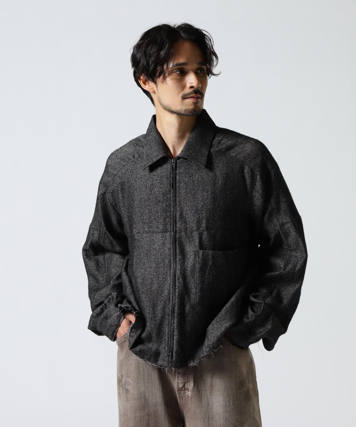 ANCELLM/アンセルム/SHRINK WOOL SHORT ZIPUP SHIRT JACKET