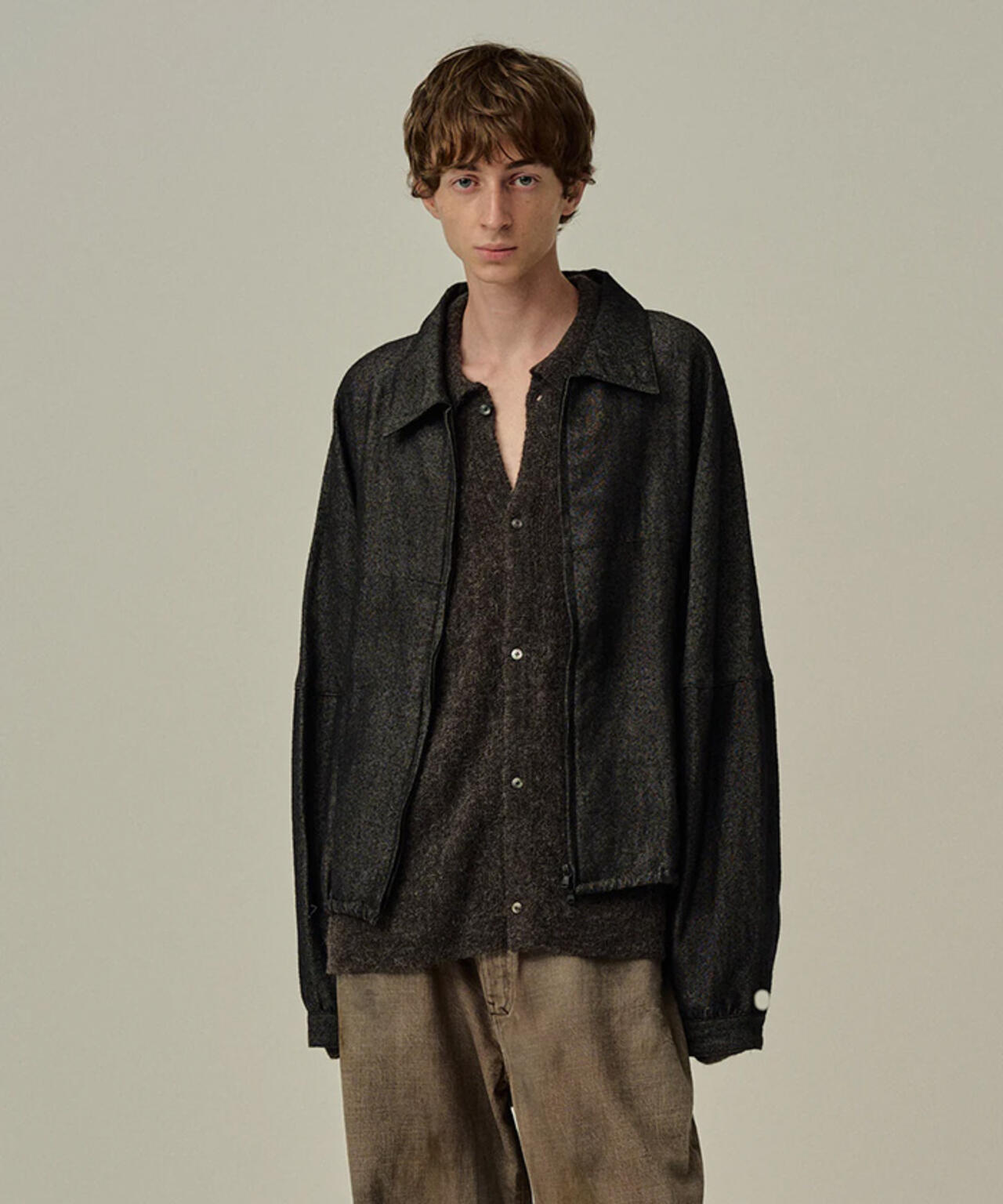 ANCELLM/アンセルム/SHRINK WOOL SHORT ZIPUP SHIRT JACKET