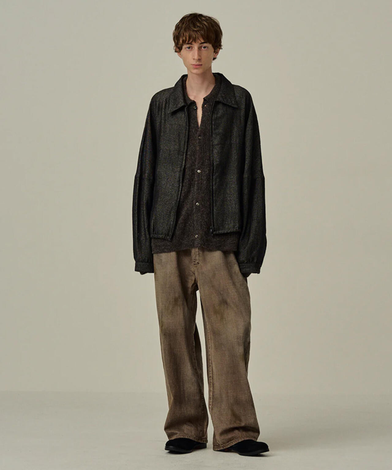 ANCELLM/アンセルム/SHRINK WOOL SHORT ZIPUP SHIRT JACKET