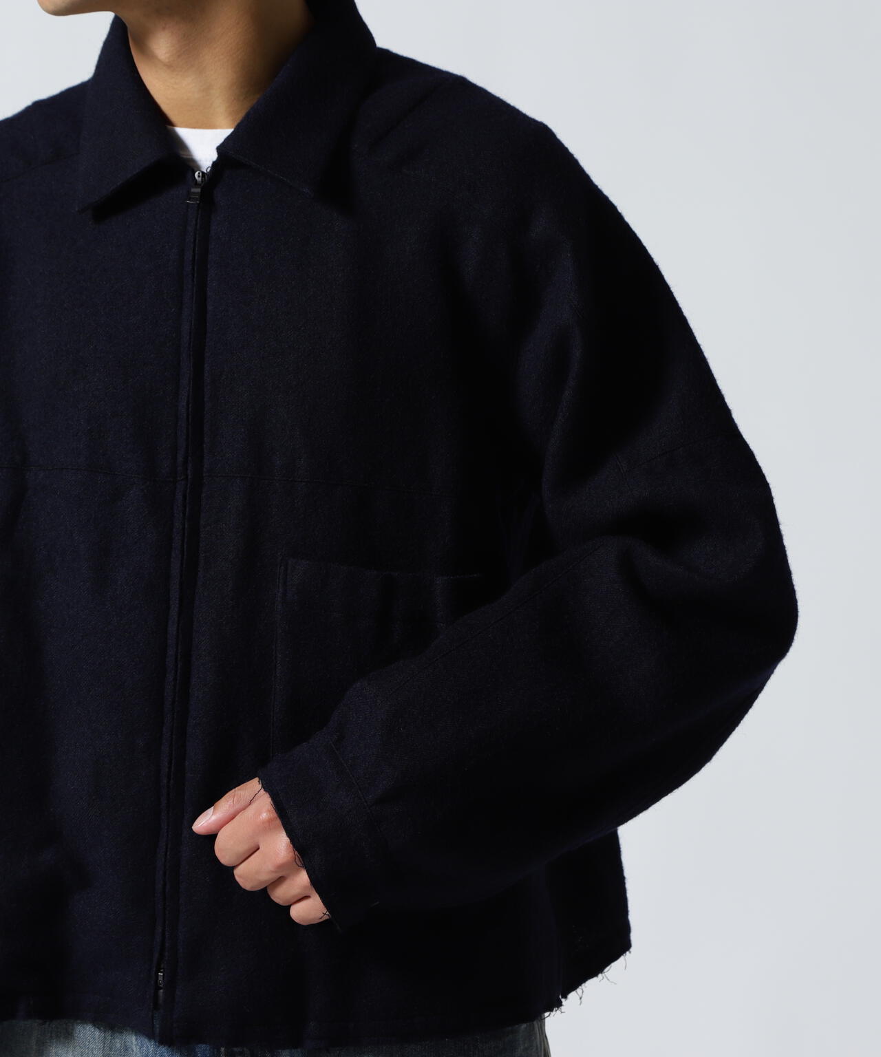 ANCELLM/アンセルム/SHRINK WOOL SHORT ZIPUP SHIRT JACKET