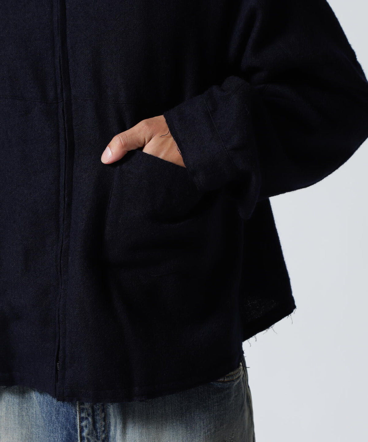 ANCELLM/アンセルム/SHRINK WOOL SHORT ZIPUP SHIRT JACKET