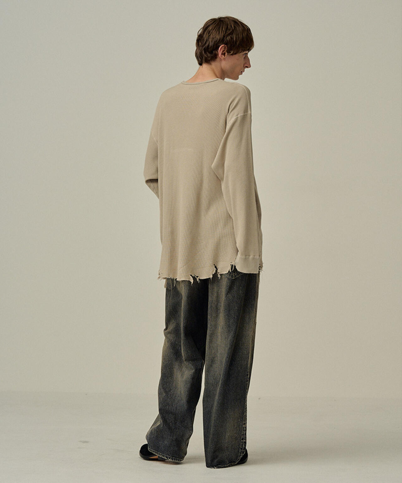 ANCELLM/アンセルム/DAMAGE WAFFLE CREW LS T