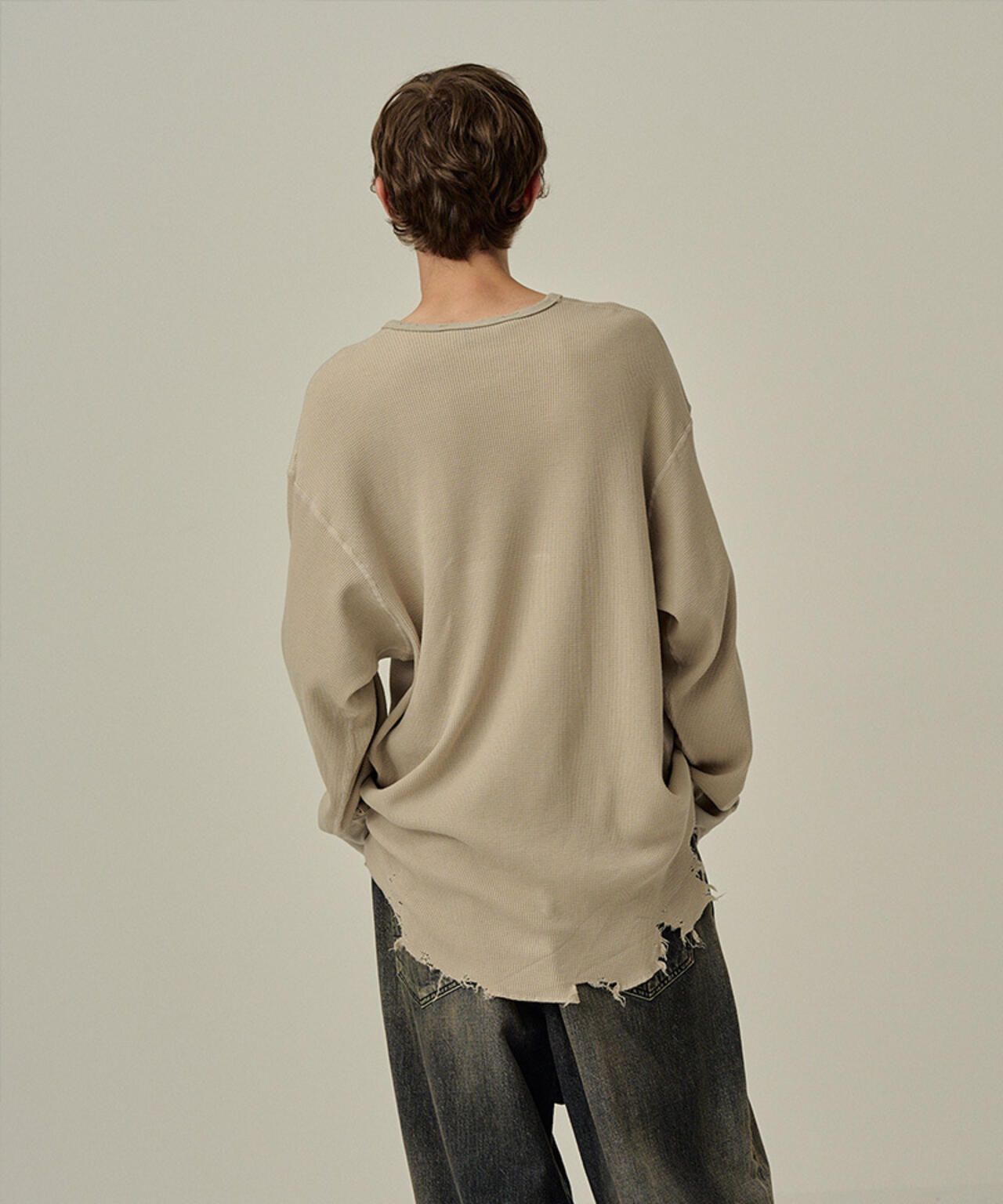 ANCELLM/アンセルム/DAMAGE WAFFLE CREW LS T