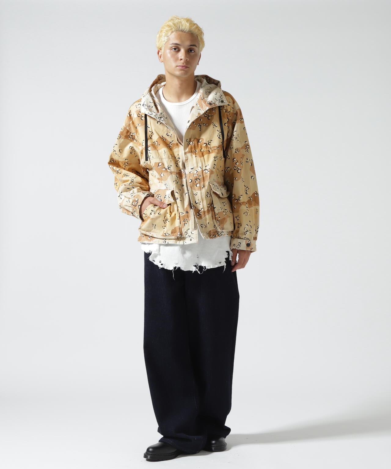 ANCELLM/アンセルム/DAMAGE WAFFLE CREW LS T