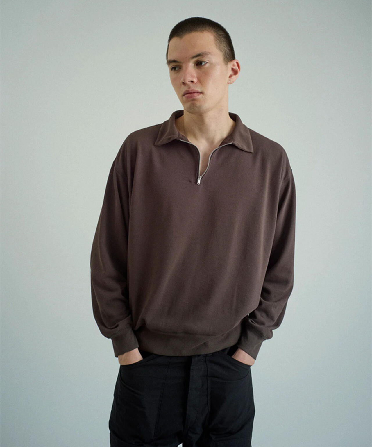 FOUNDOUR/ファウンダ/HALF ZIP LONG SLEEVE SHIRT