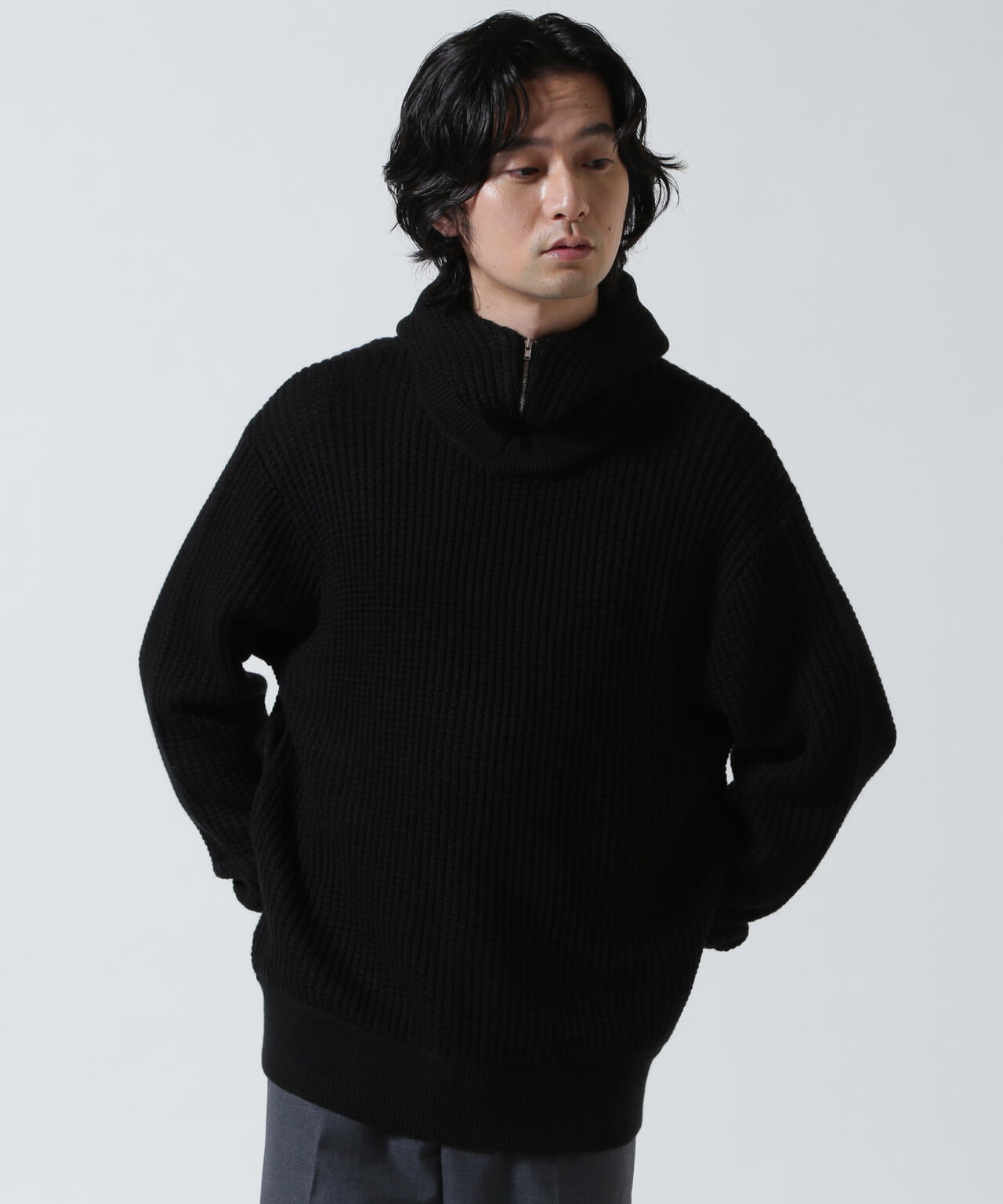Toironier/トワロニエ/Zip Waffle Knit Hoodie