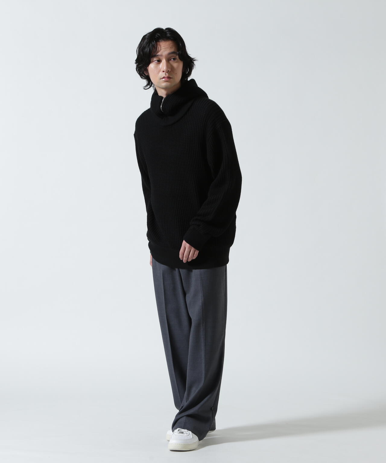 Toironier/トワロニエ/Zip Waffle Knit Hoodie