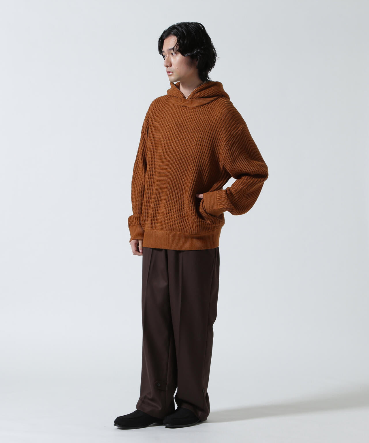 Toironier/トワロニエ/Zip Waffle Knit Hoodie