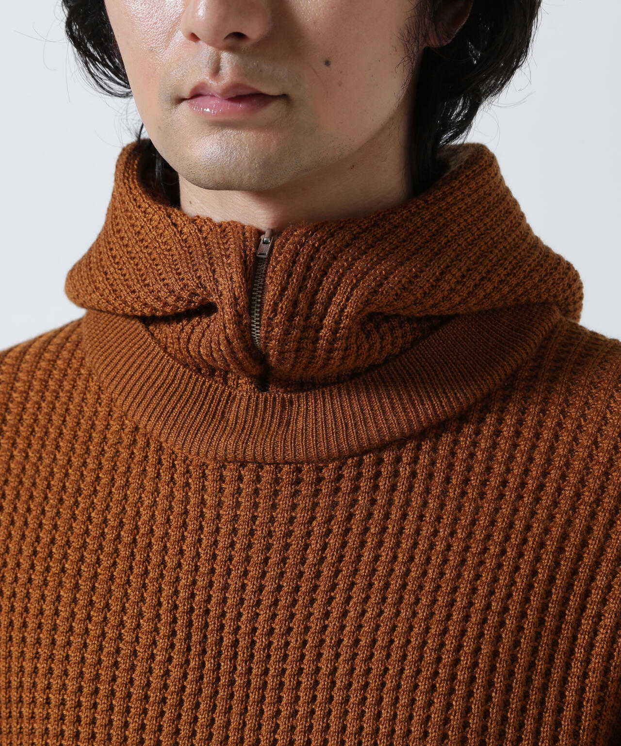 Toironier/トワロニエ/Zip Waffle Knit Hoodie