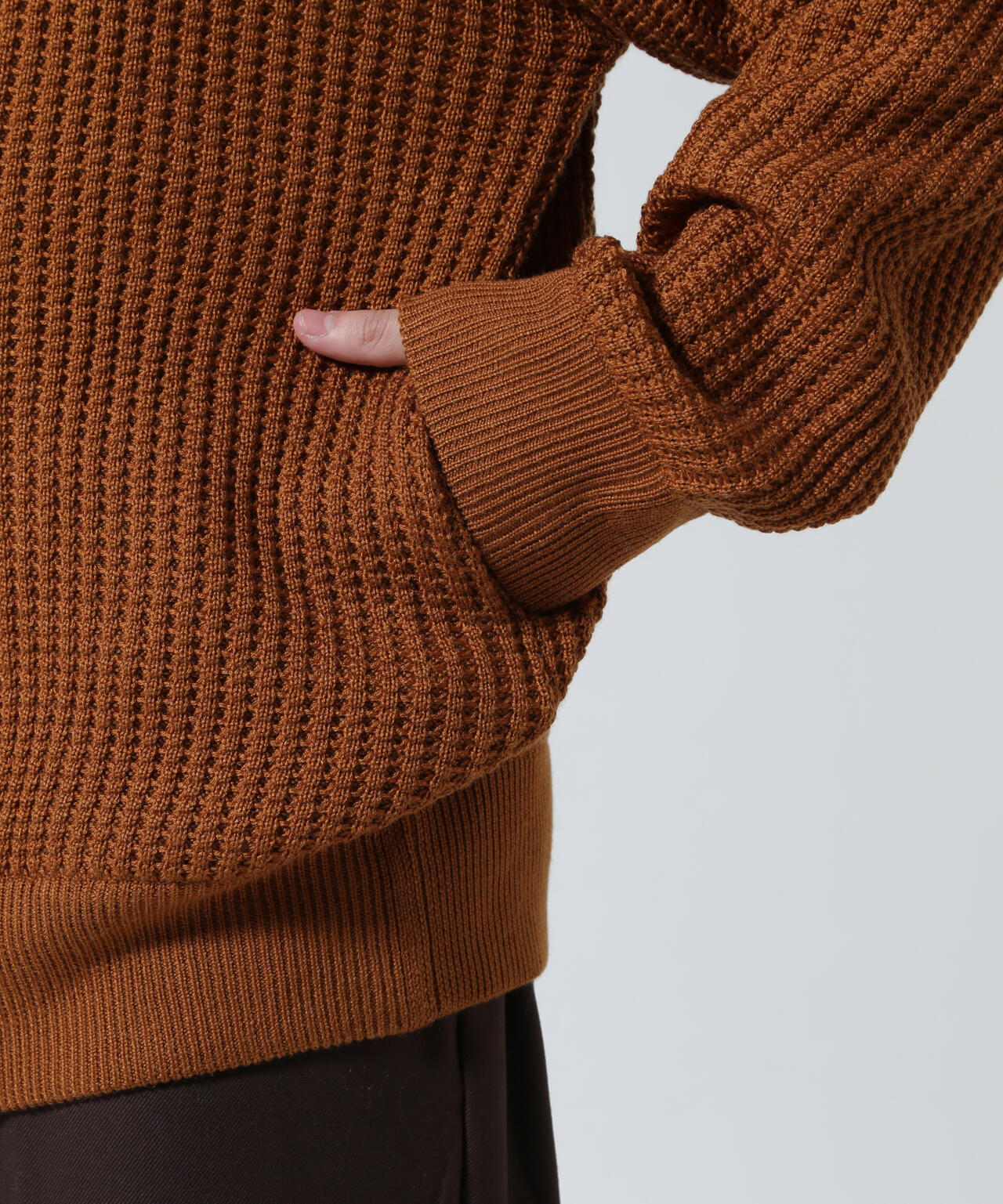 Toironier/トワロニエ/Zip Waffle Knit Hoodie
