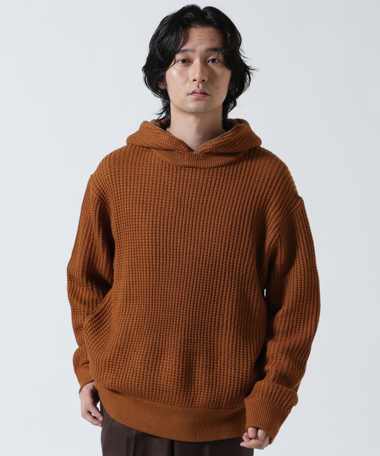 Toironier/トワロニエ/Zip Waffle Knit Hoodie