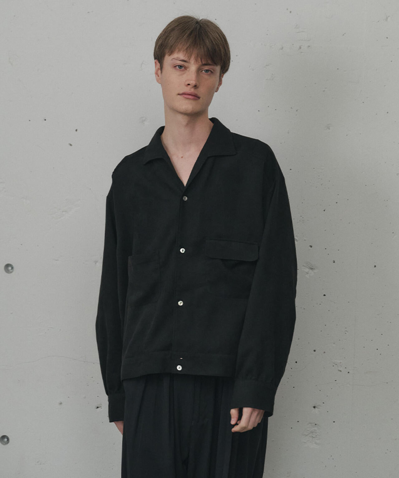 ANCELLM/アンセルム/VEGAN SUEDE OPEN COLLAR SHIRT/ANC-SH93