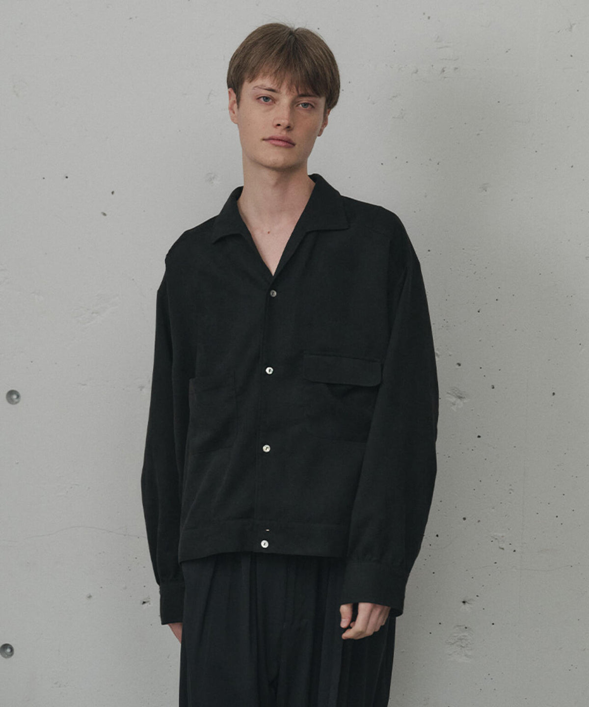 ANCELLM/アンセルム/VEGAN SUEDE OPEN COLLAR SHIRT/ANC-SH93
