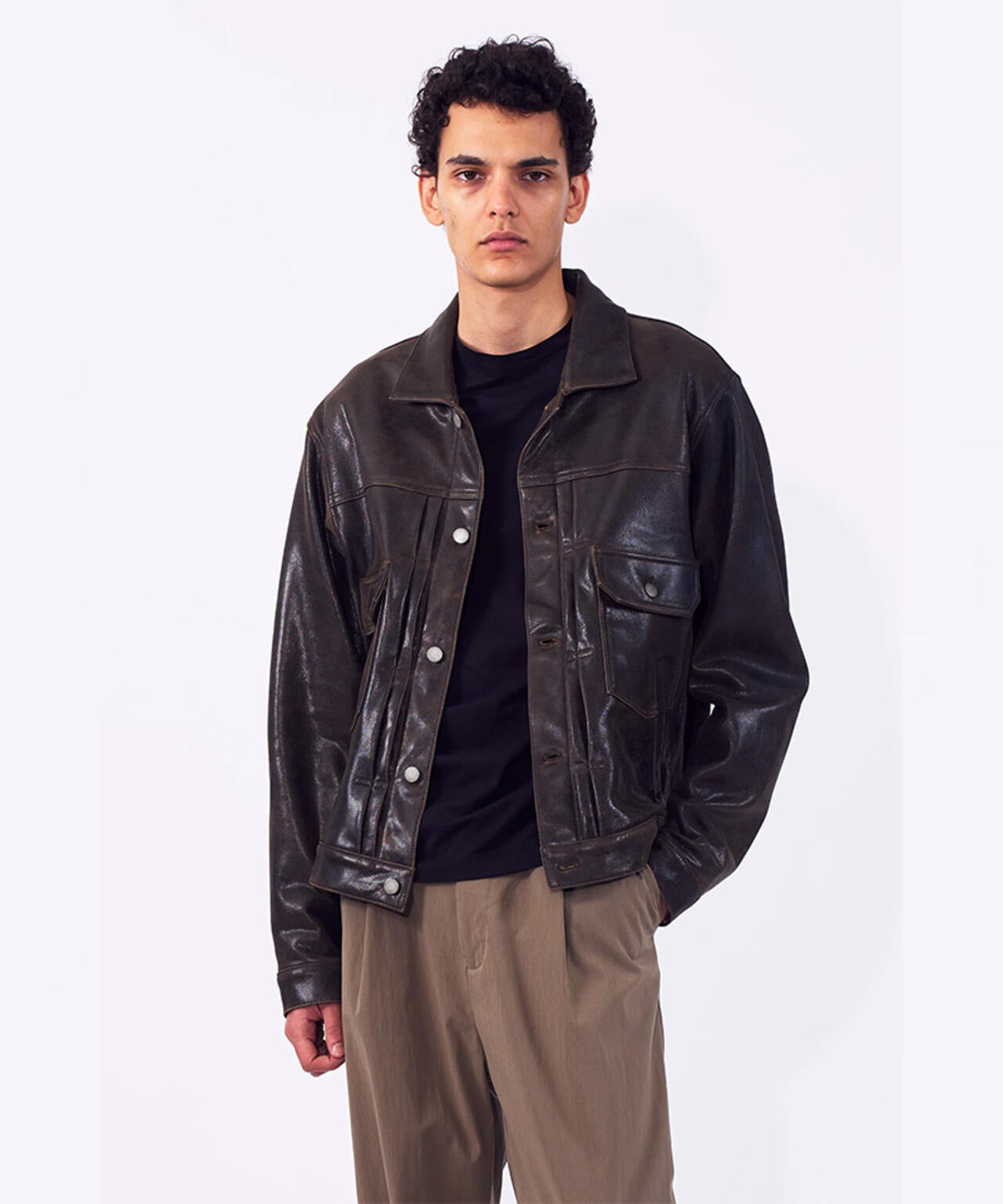 YOKE/ヨーク/Cracked Leather Trucker Jacket/YK26SS01159B