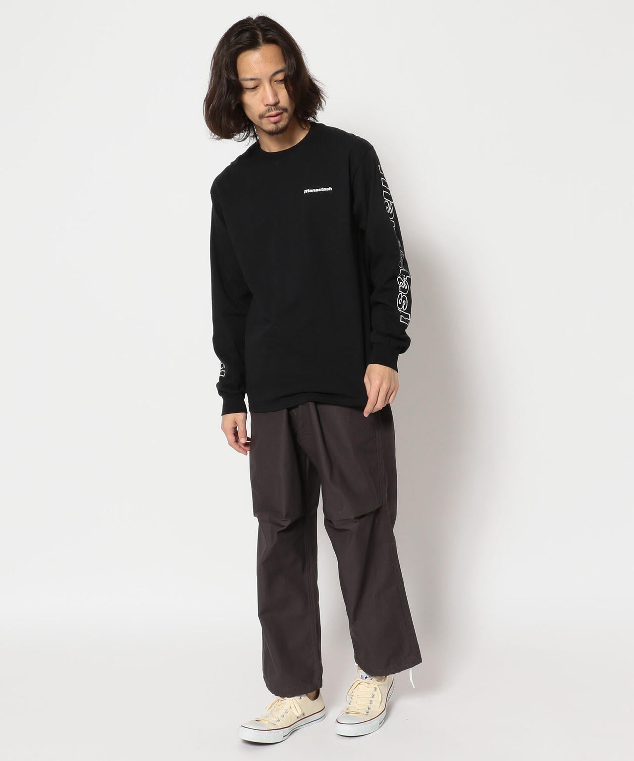 MANASTASH/マナスタッシュ/90s SleeveLogo L/S T-Shrits/袖ロゴロングスリーブTシャツ
