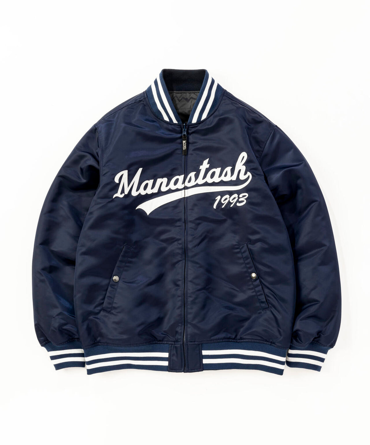 MANASTASH/REVERSIBLE NYLON VARSITY JACKET