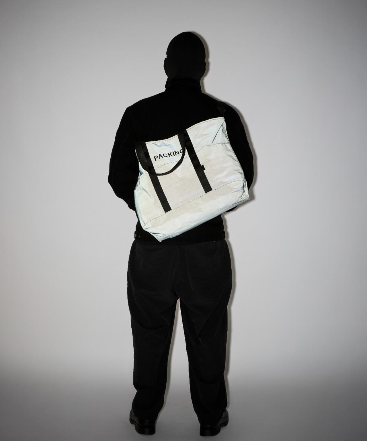 PACKING/パッキング/BLACK REFLECTIVE TOTE/リフレクティブトートバッグ