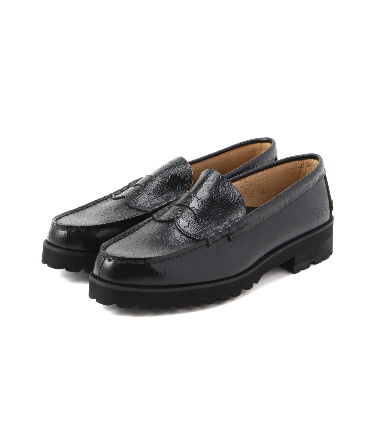 The Kenford Fineshoes/MENS TANKSOLE LOAFERS/BLACK BLACK PAISLEY