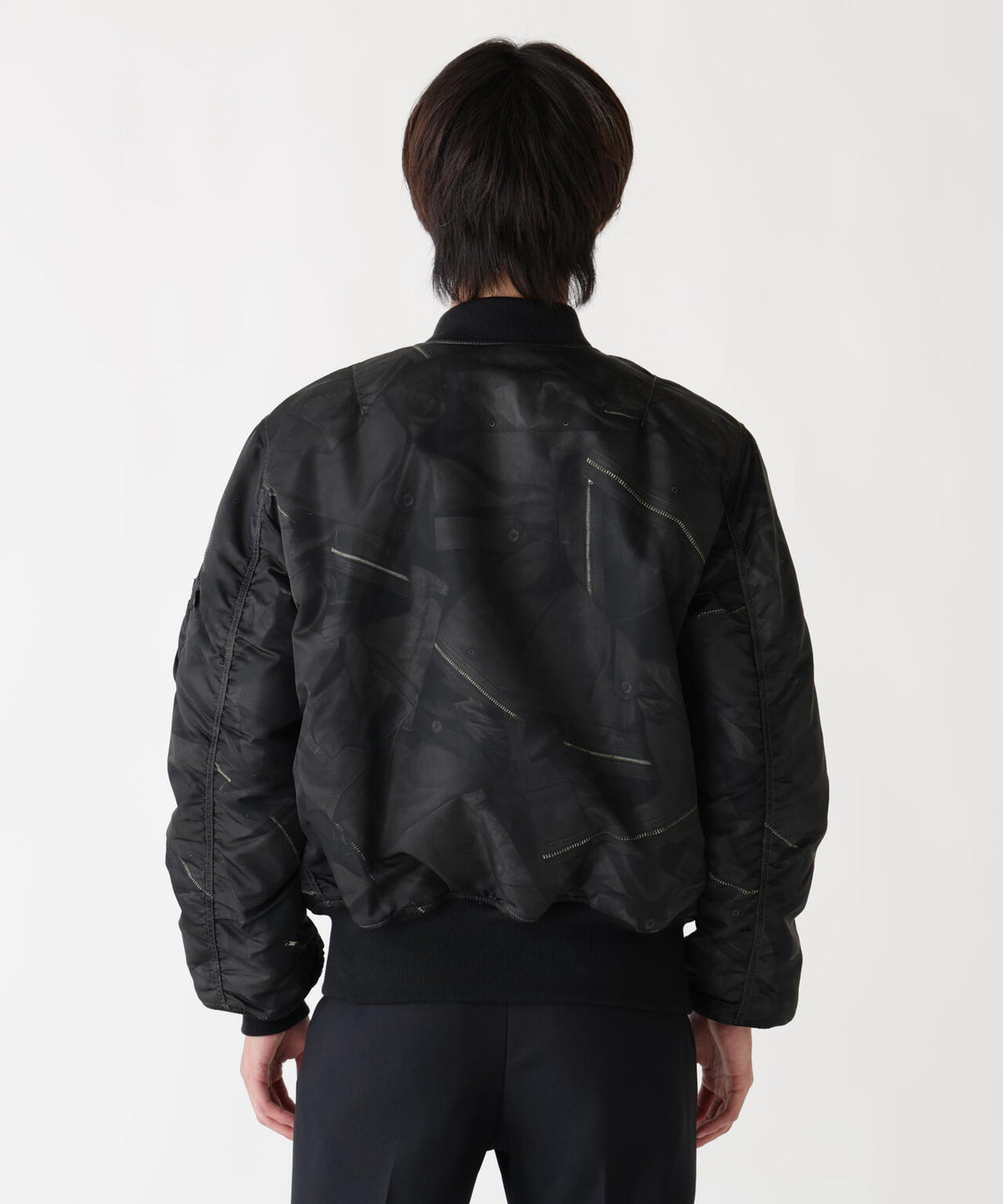 MA-1 ZIPPERED PRINT FLIGHT JACKET