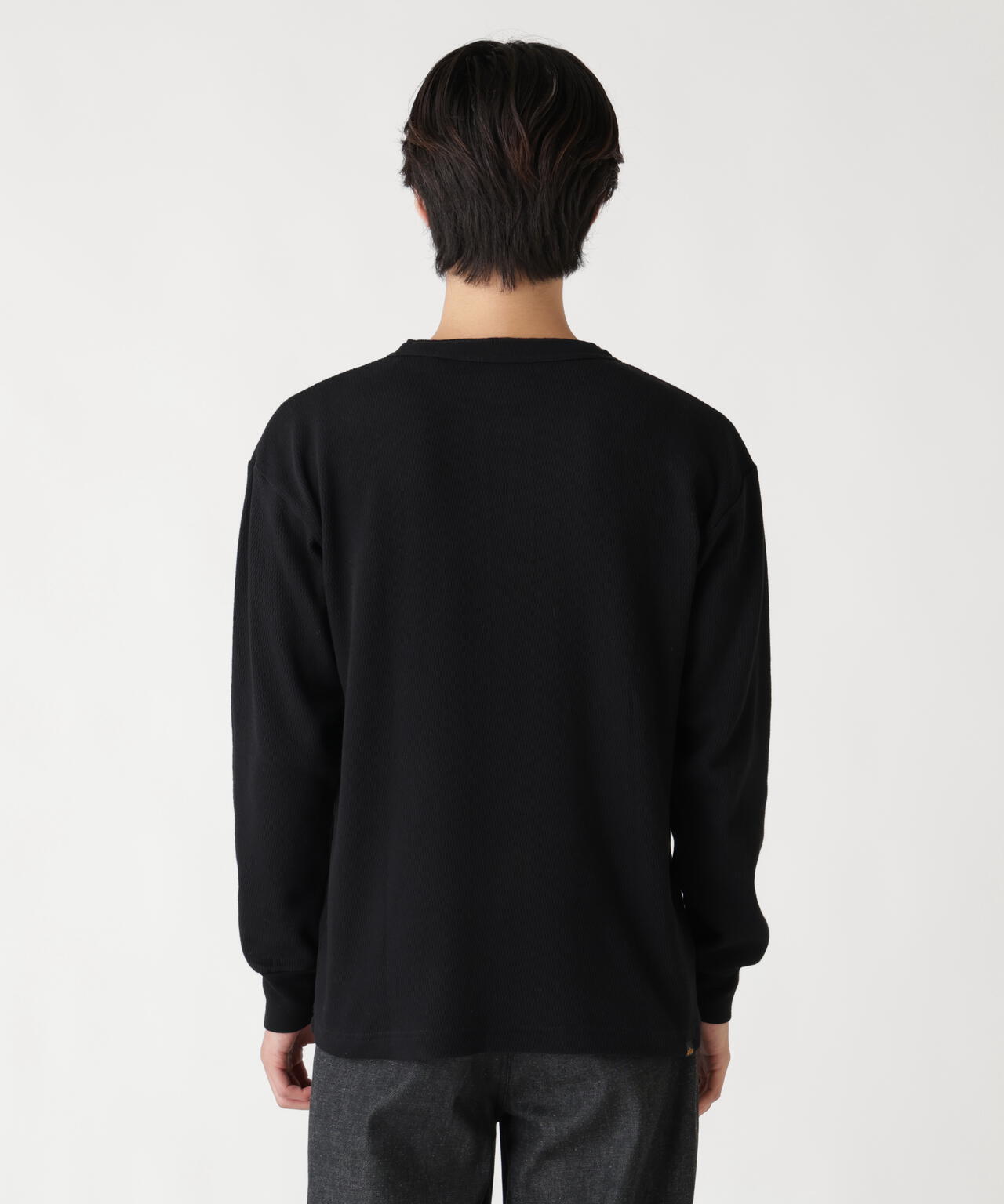 HONEYCOMB WAFFLE LS HENLEY NECK T-SHIRT