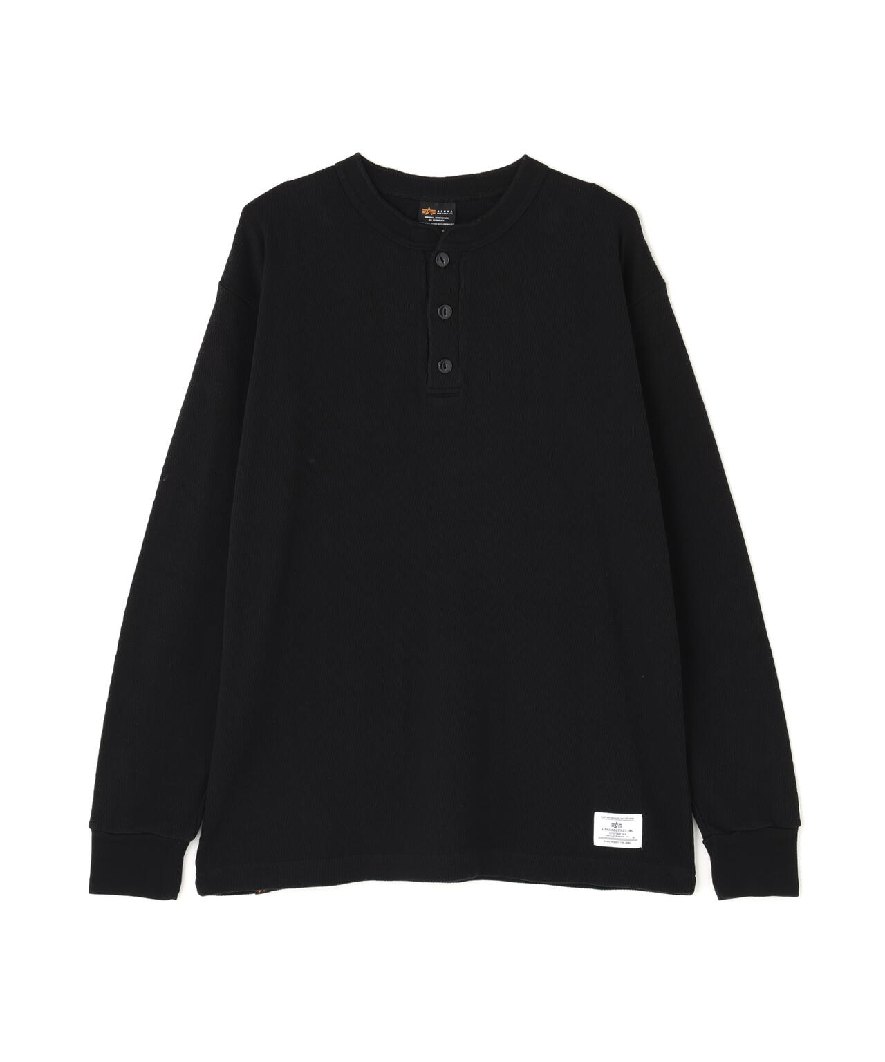 HONEYCOMB WAFFLE LS HENLEY NECK T-SHIRT