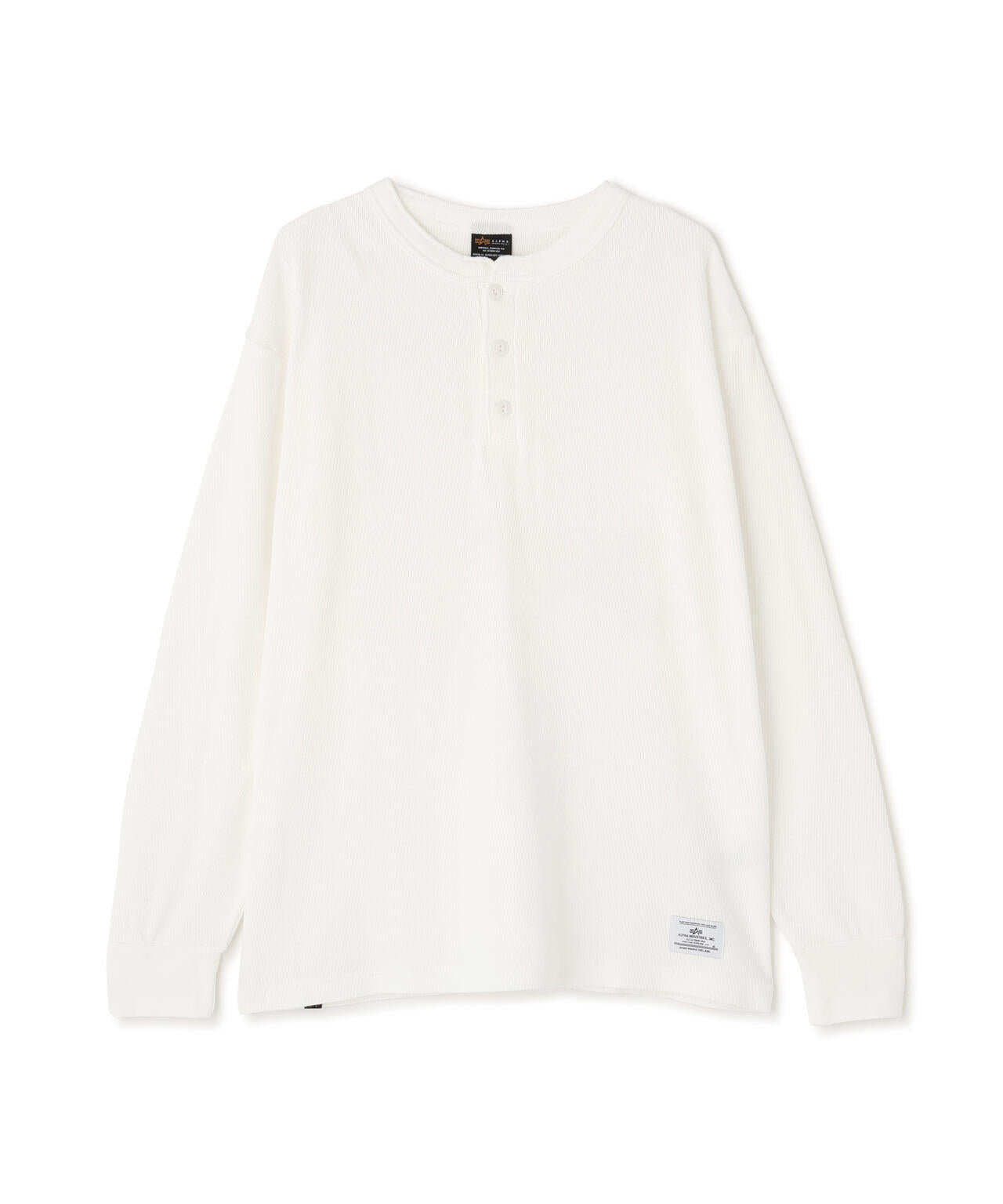 HONEYCOMB WAFFLE LS HENLEY NECK T-SHIRT