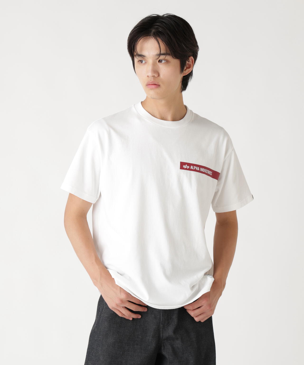 ALPHA RED RIBBON T-SHIRT / アルファ レッド リボン ティーシャツ