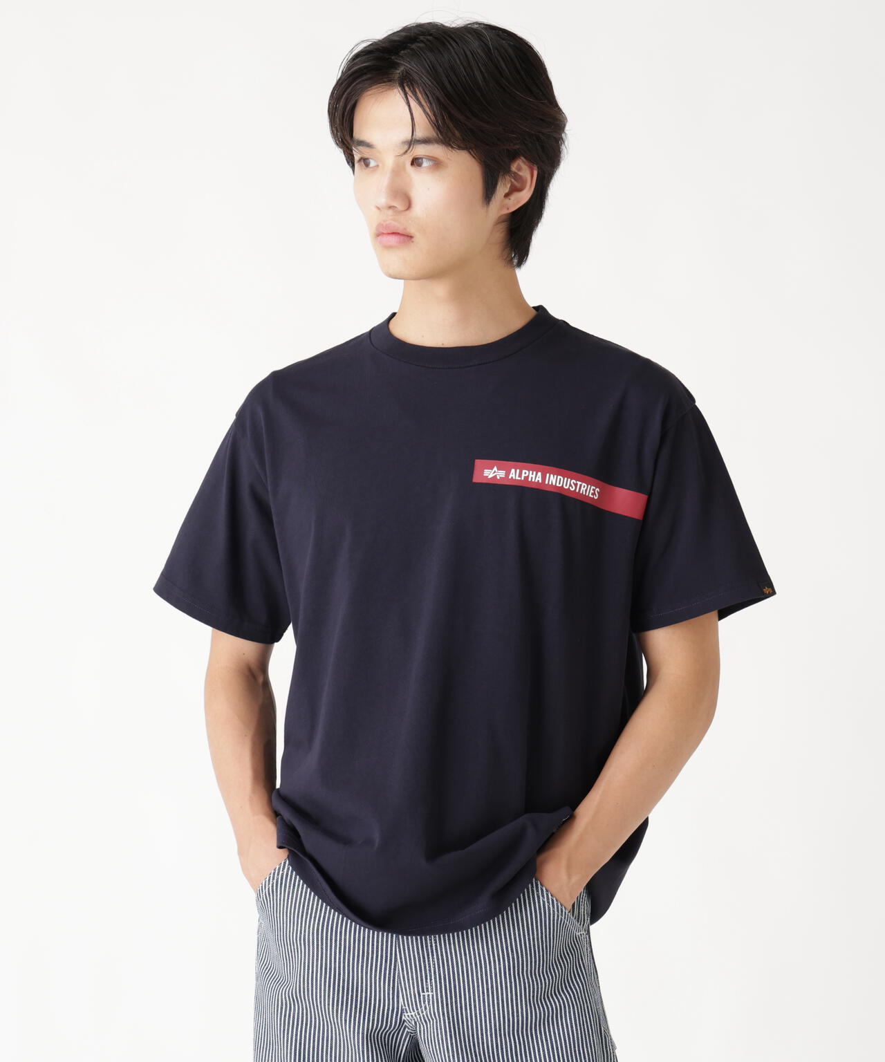 ALPHA RED RIBBON T-SHIRT / アルファ レッド リボン ティーシャツ