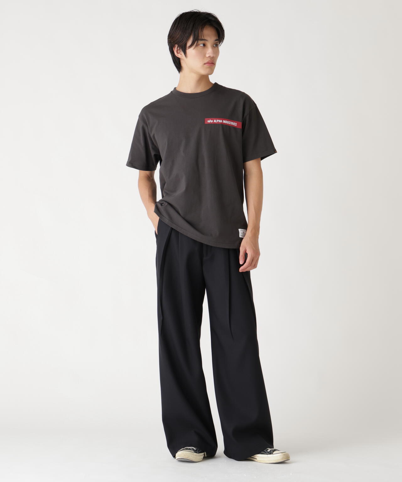 ALPHA RED RIBBON T-SHIRT / アルファ レッド リボン ティーシャツ