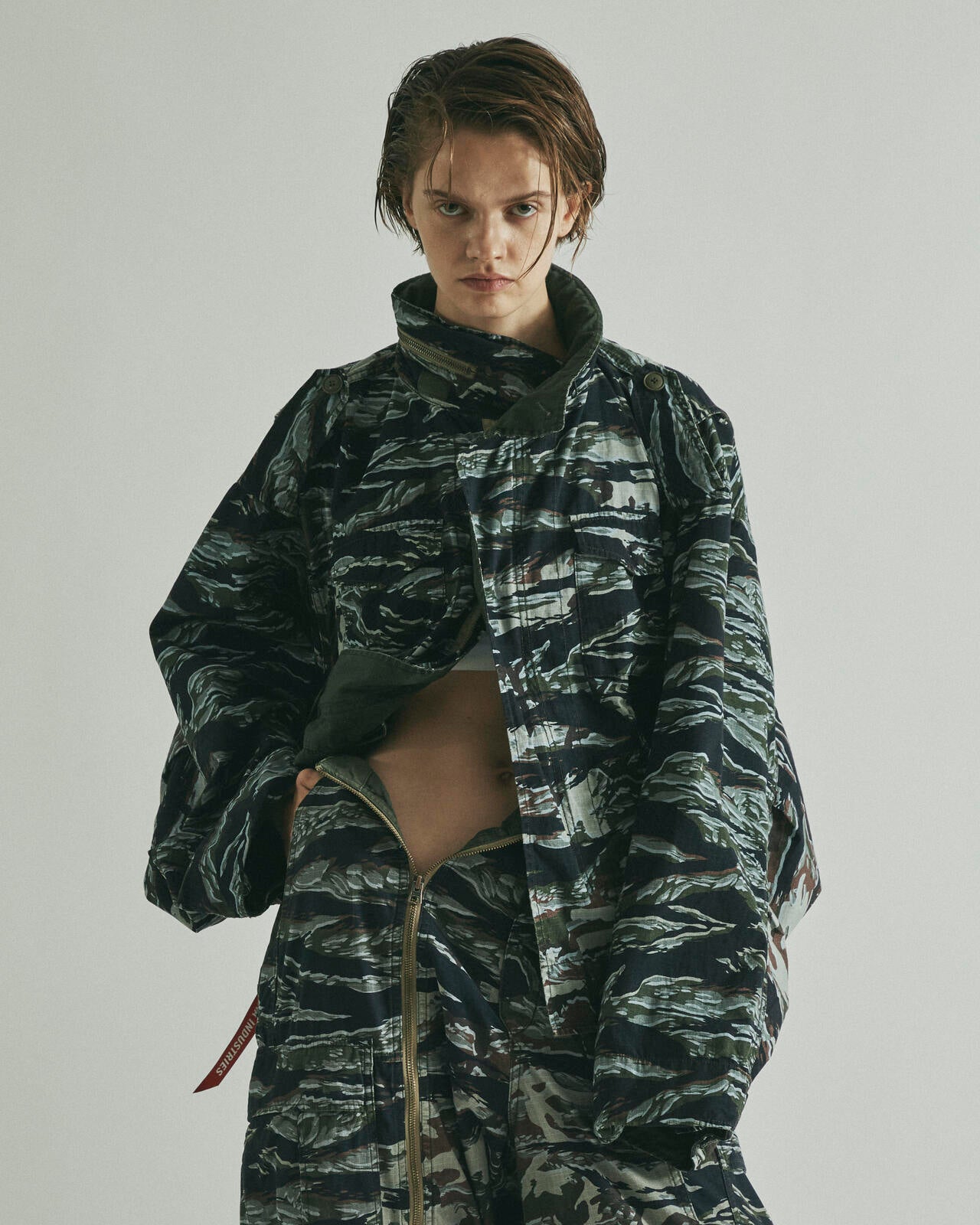 beautiful people × Alpha|double-end camouflage field jacket