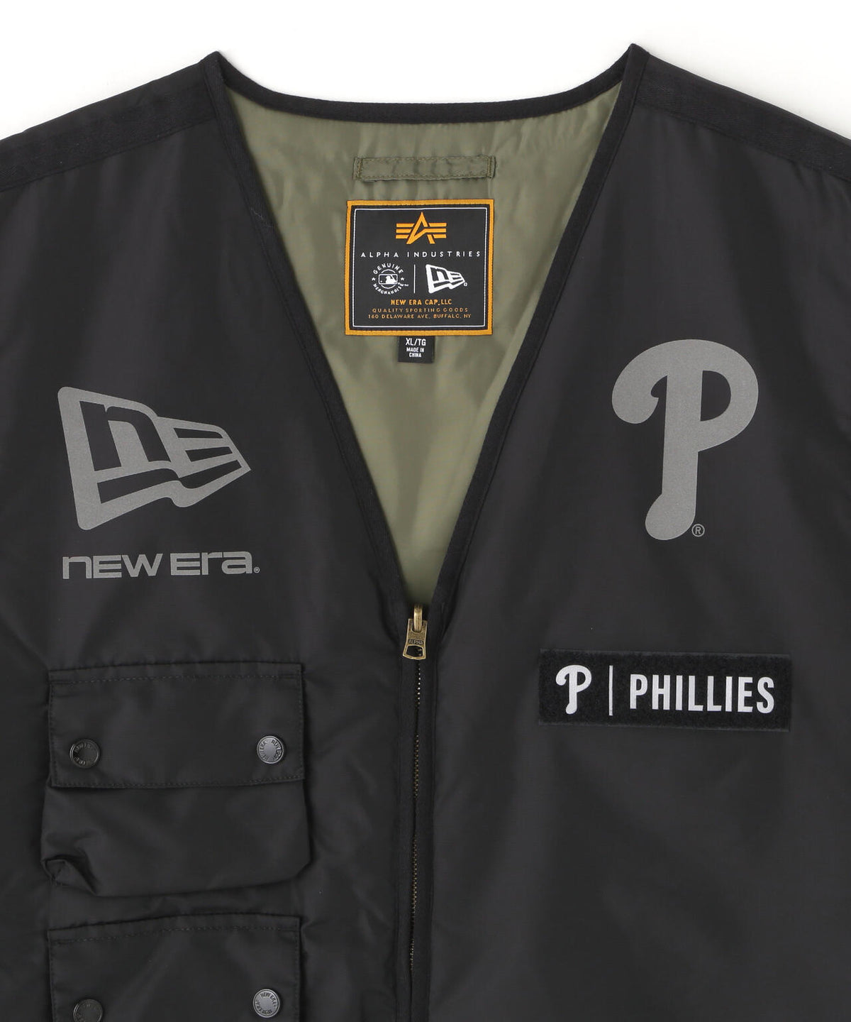 《MLB X ALPHA X NEW ERA》MA-1 2in1 FLIGHT JACKET & VEST フィラデルフィア・フィリーズ