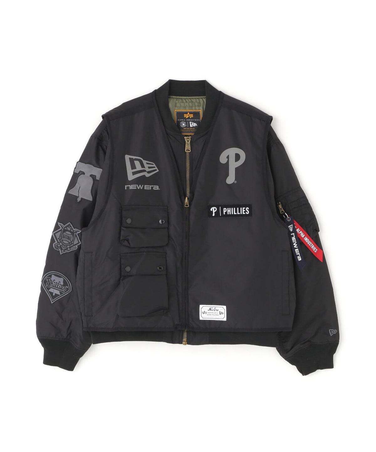 《MLB X ALPHA X NEW ERA》MA-1 2in1 FLIGHT JACKET & VEST フィラデルフィア・フィリーズ