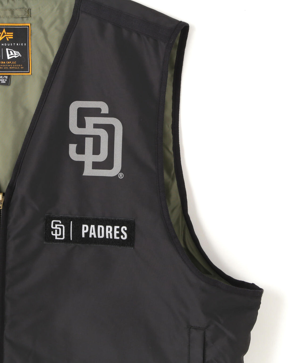 《MLB X ALPHA X NEW ERA》MA-1 2in1 FLIGHT JACKET & VEST サンディエゴ・パドレス