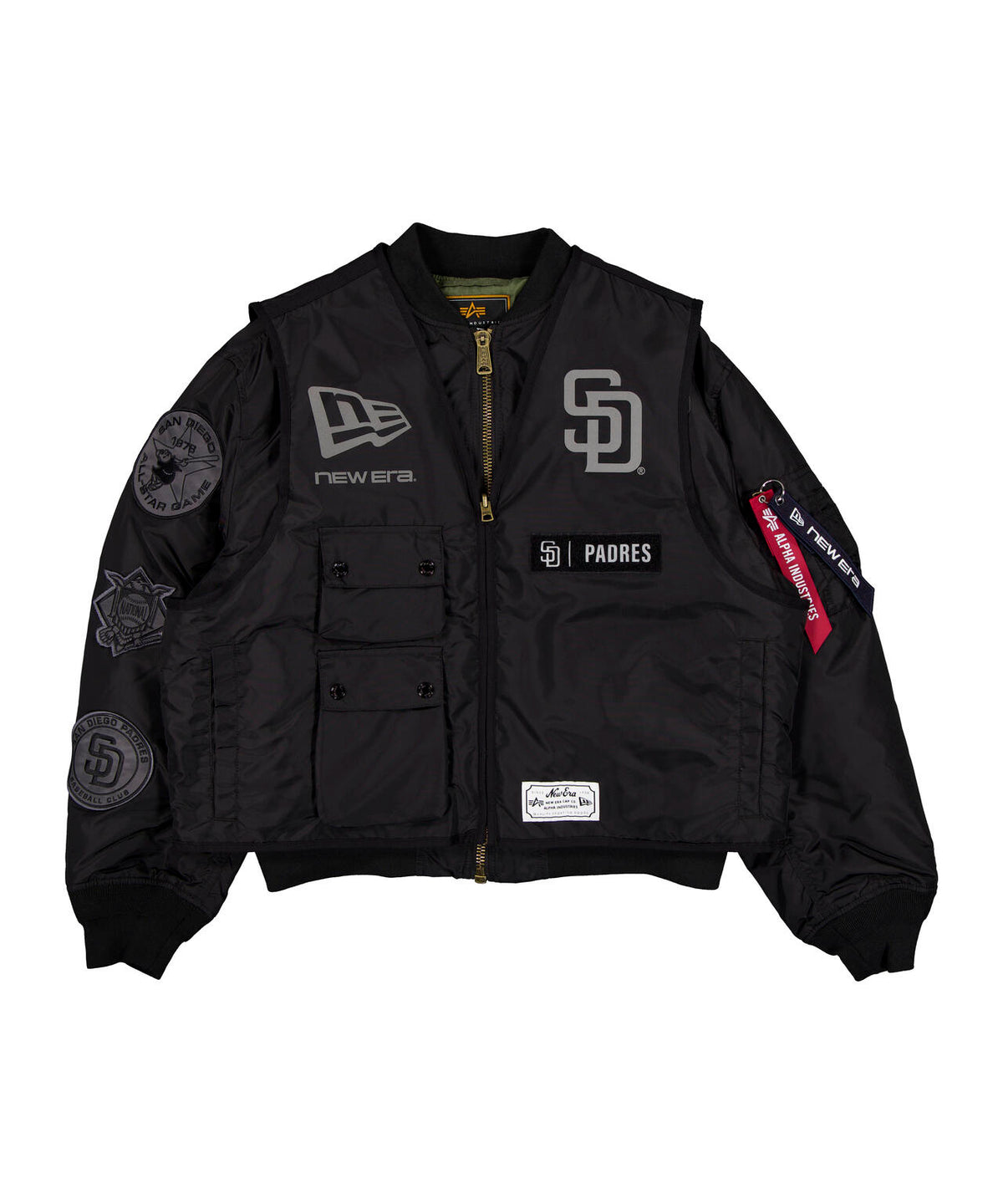 《MLB X ALPHA X NEW ERA》MA-1 2in1 FLIGHT JACKET & VEST サンディエゴ・パドレス