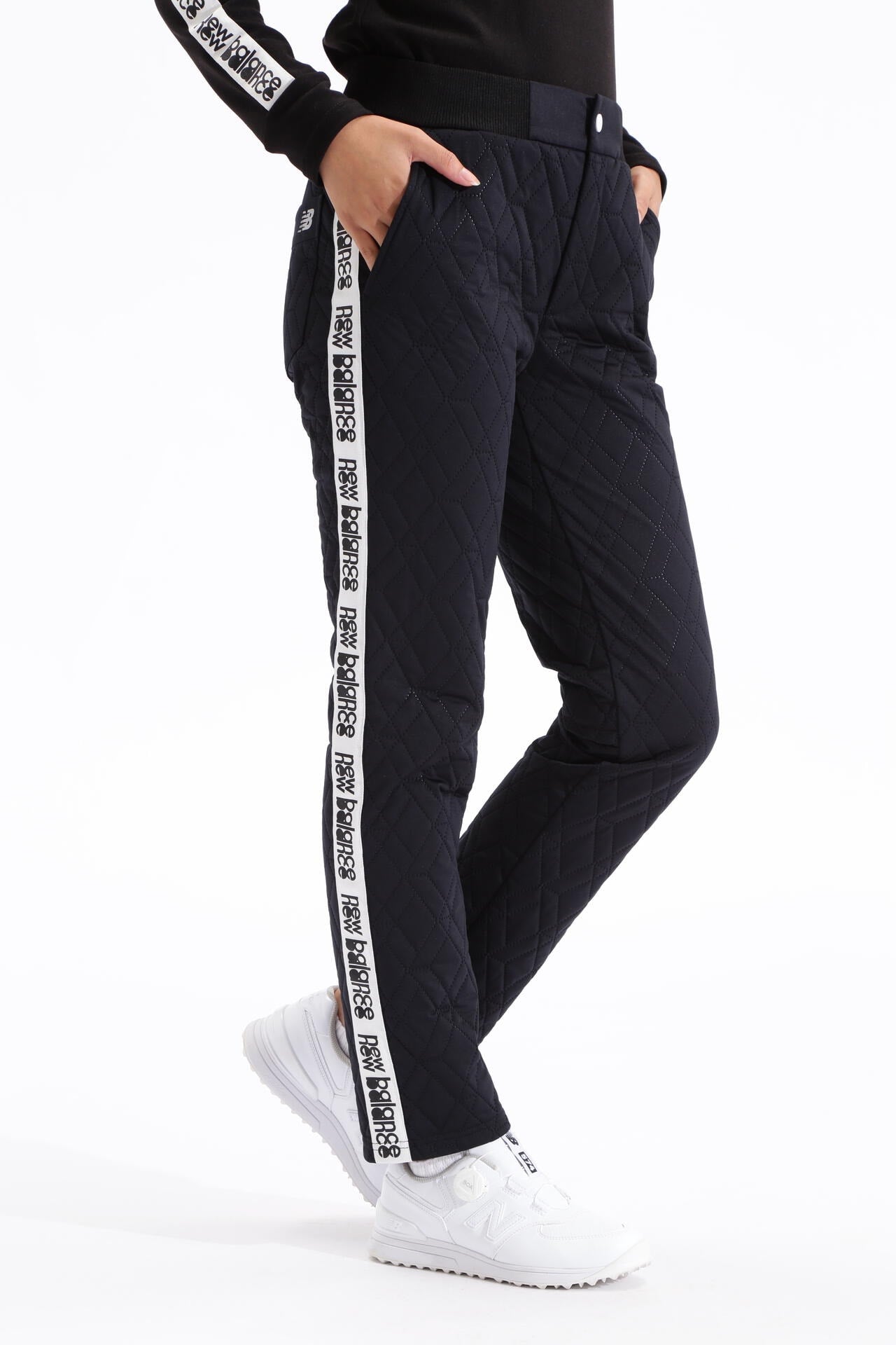 新品　ニューバランス ゴルフ 防風 ダイヤ柄 キルト ロゴテープ ロング パンツ 3Dダイヤキルト スリム ロングパンツ (WOMENS SPORT) | new balance