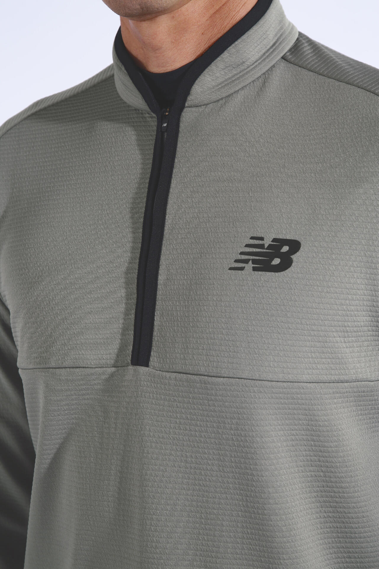 ボーダーキルト ハーフジップ モックネック プルオーバー (MENS WORLD