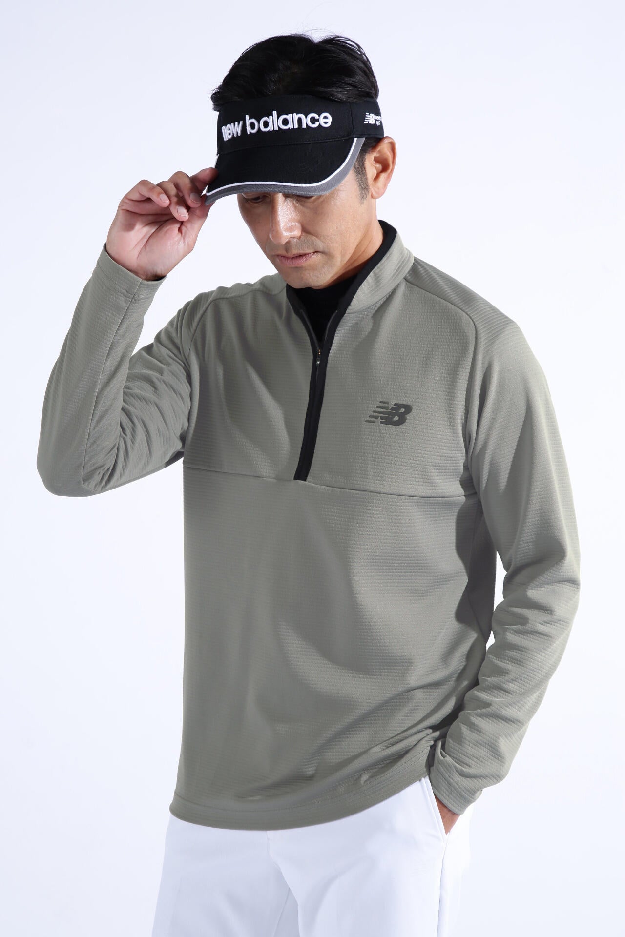 ボーダーキルト ハーフジップ モックネック プルオーバー (MENS WORLD)