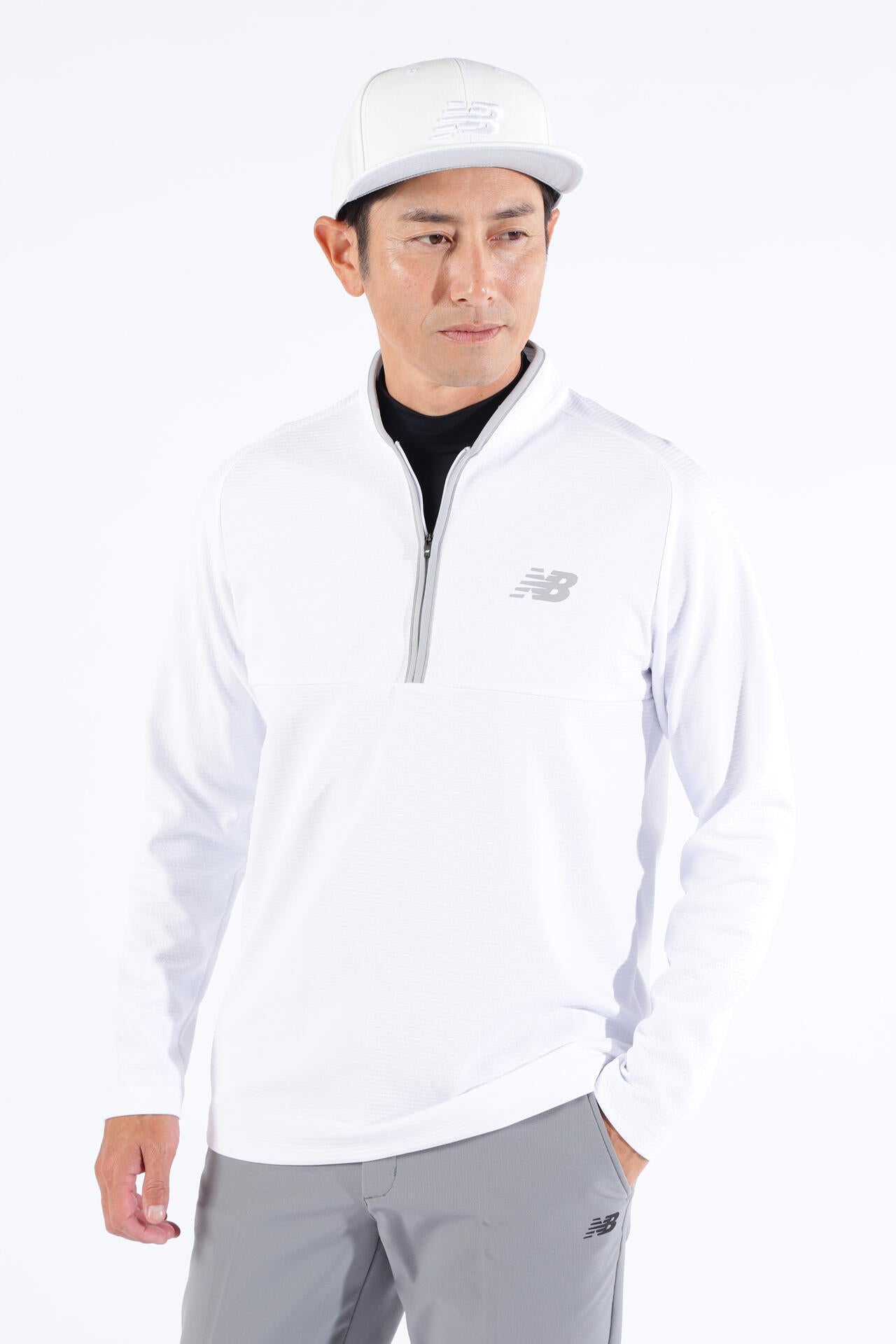 ボーダーキルト ハーフジップ モックネック プルオーバー (MENS WORLD