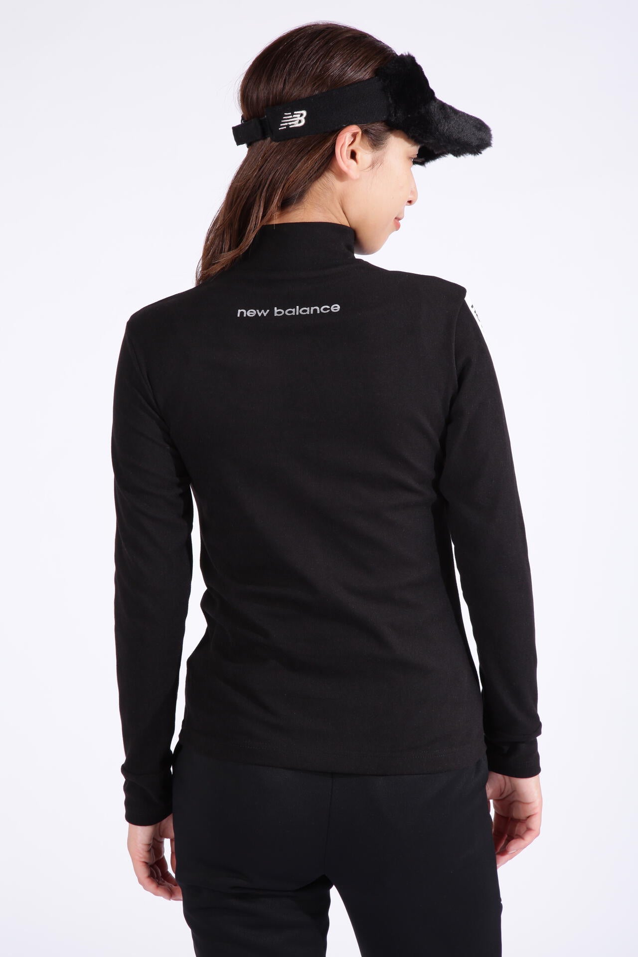 微塵ボーダーダブルフェイス 裏起毛 長袖 モックネック プルオーバー (WOMENS SPORT)