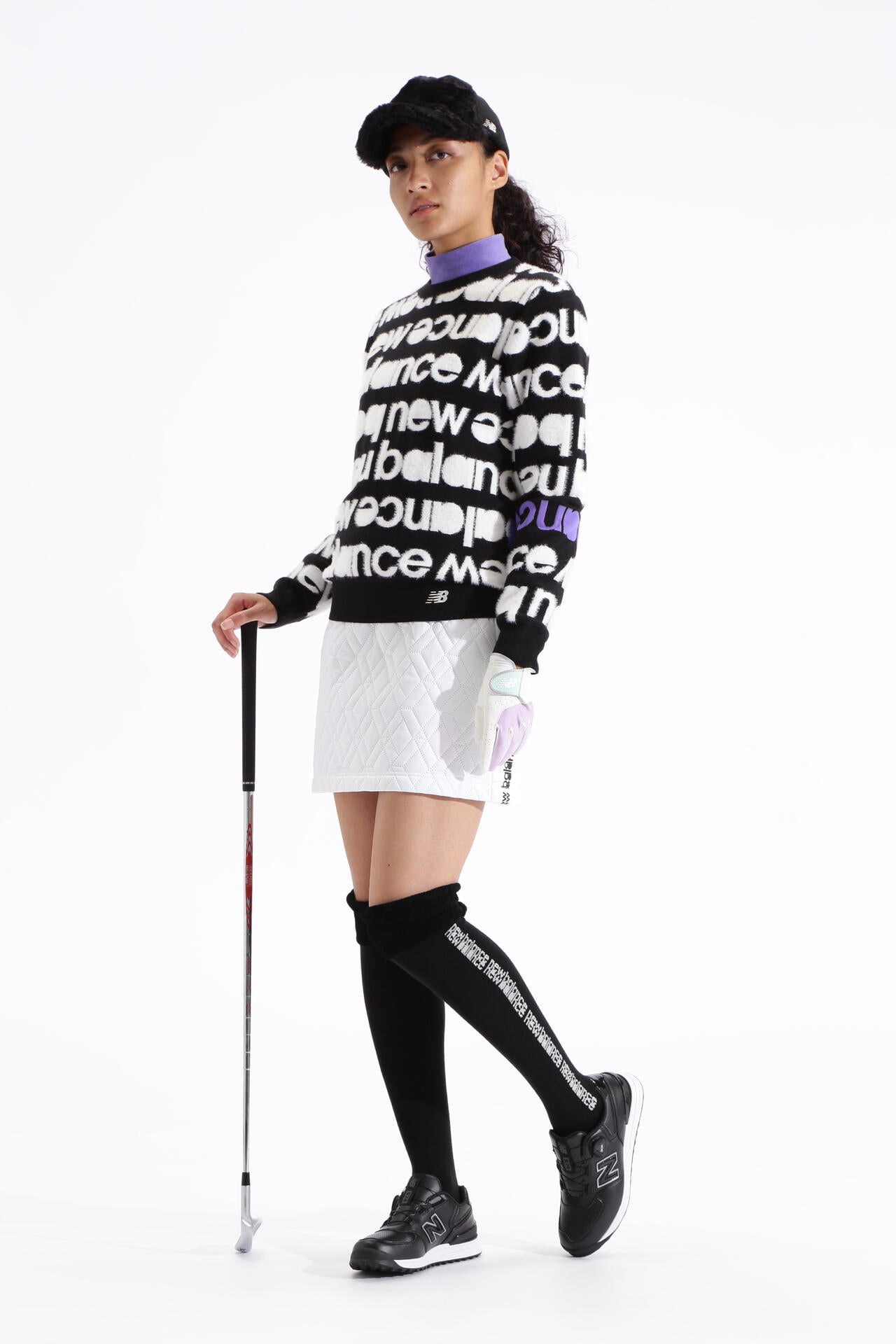 微塵ボーダーダブルフェイス 裏起毛 長袖 モックネック プルオーバー (WOMENS SPORT)