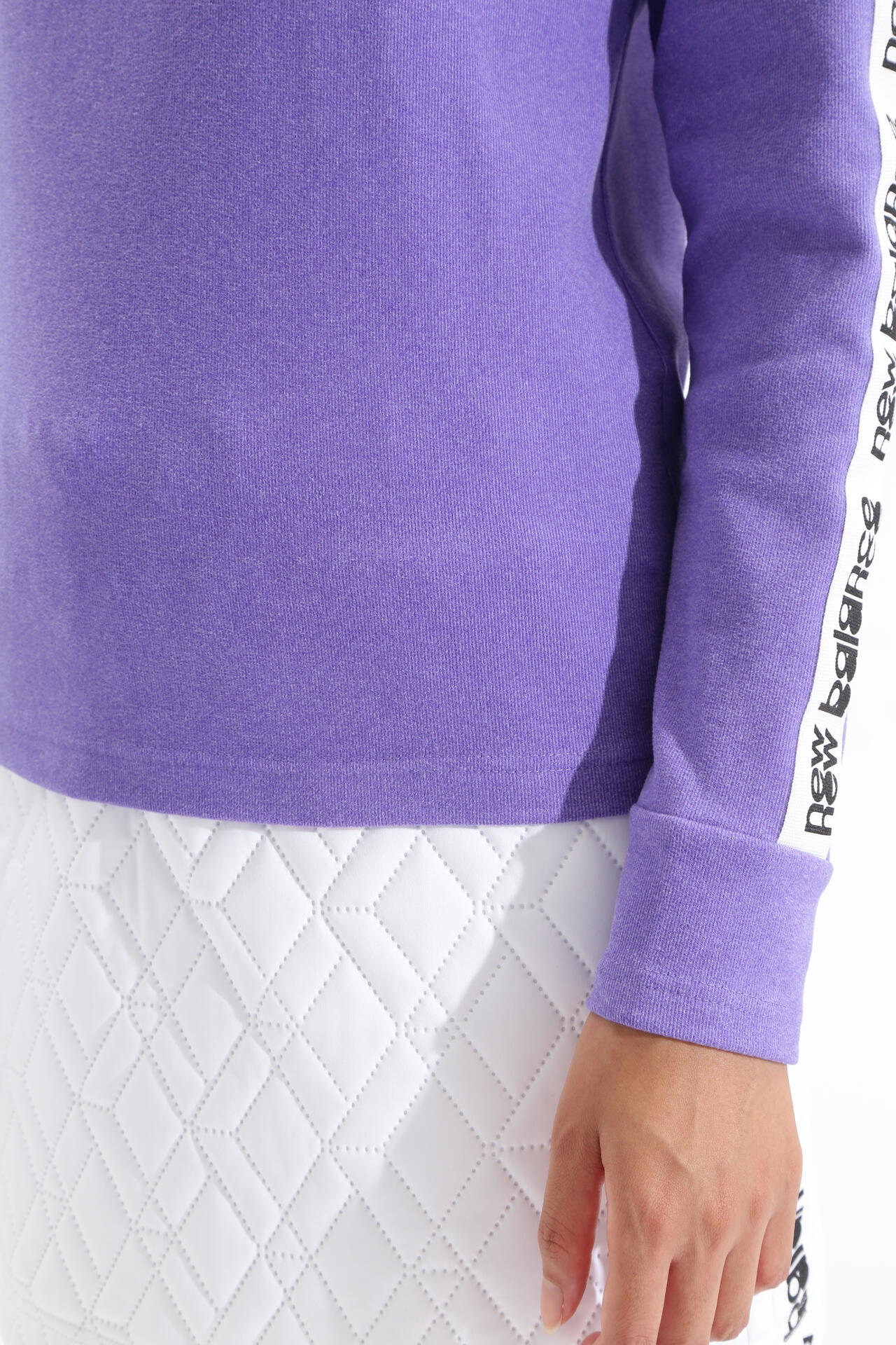 微塵ボーダーダブルフェイス 裏起毛 長袖 モックネック プルオーバー (WOMENS SPORT)