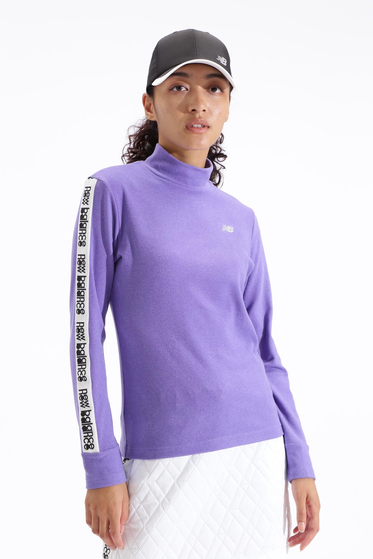 微塵ボーダーダブルフェイス 裏起毛 長袖 モックネック プルオーバー (WOMENS SPORT)