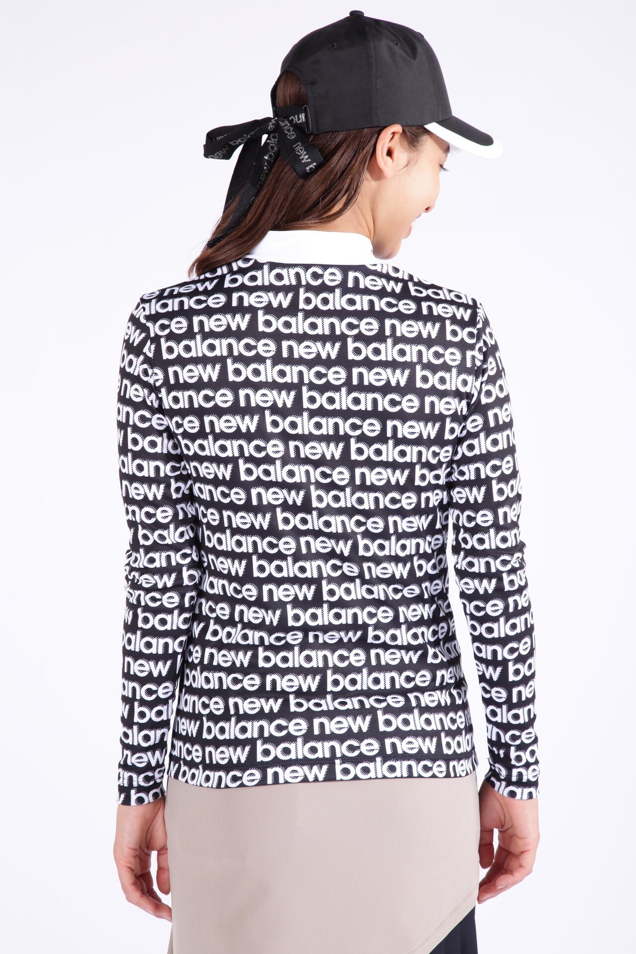 ボーダーシャドーロゴ 裏起毛 長袖 モックネック プルオーバー (WOMENS